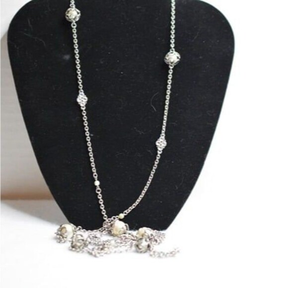 Voguish Premier Designs 44 Inch Single Strand Silver Tone Faux Pearl Necklace - Picture 1 of 3